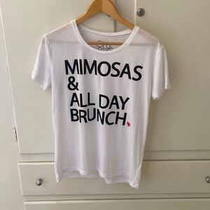 Chaser Mimosas & All Day Brunch White Short Sleeve Graphic Tee Shirt Top Size S